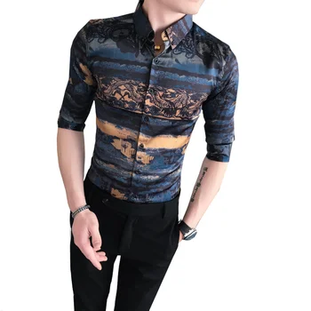 2019 Summer Festival New Men's Fashion Boutique Printing Casual Half sleeve Shirts / Male Retro Classic European Style Tops
2019 Summer Festival New Men's Fashion Boutique Printing Casual Half sleeve Shirts / Male Retro Classic European Style Tops
