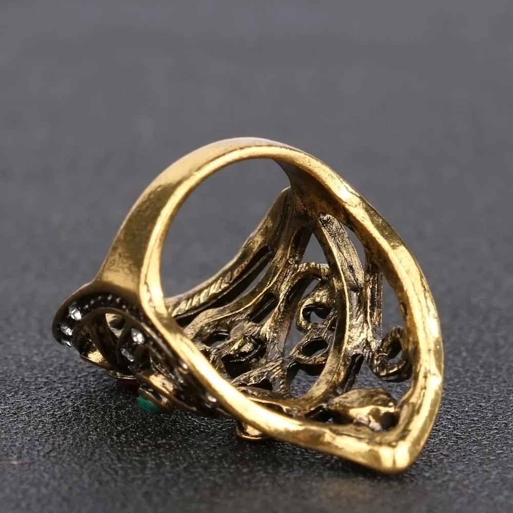 2018-New-Fashion-Jewelry-Ring-Gold-Color-Inlay-Red-Green-Resin-Big-Chunky-Wedding-Rings-For (3)