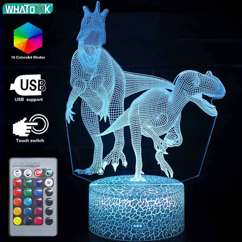 Dinosaur 3D LED Night Light Velociraptor Remote Table Lamp Illusion 16 Color Decor Animal Gift for Kids Holiday Christmas Party
Dinosaur 3D LED Night Light Velociraptor Remote Table Lamp Illusion 16 Color Decor Animal Gift for Kids Holiday Christmas Party
