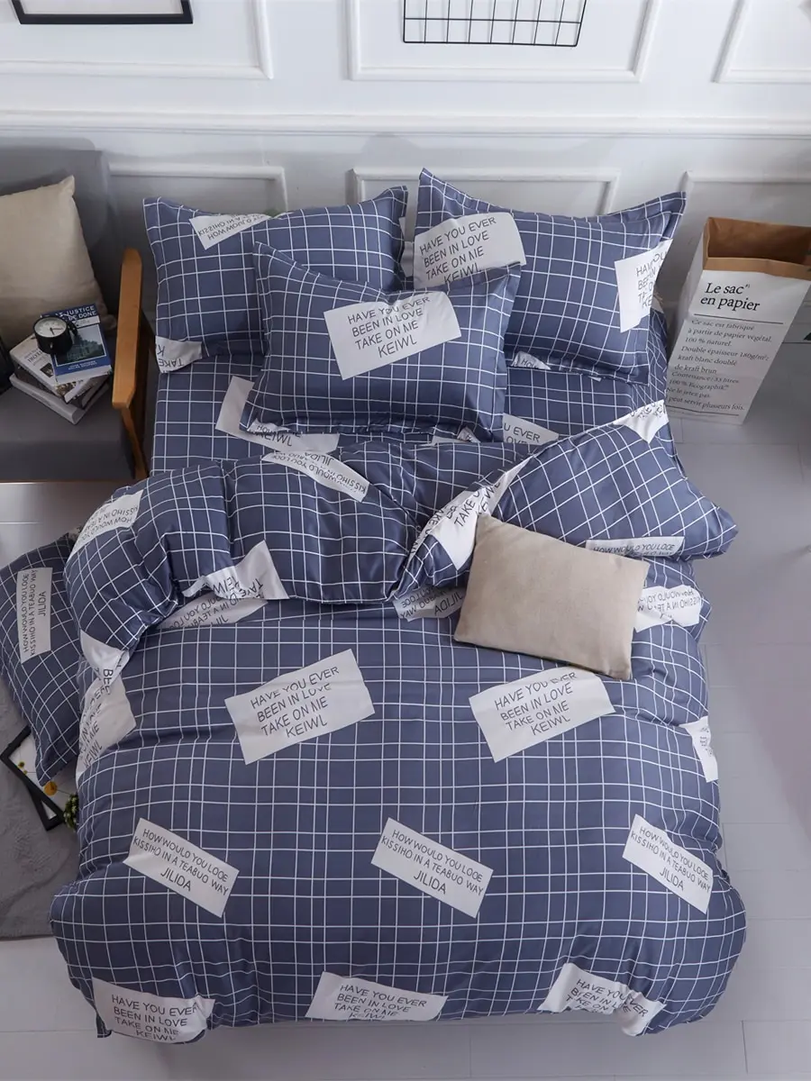 4Pcs Bedsheet Set Modern Designed Plaid Comfortable Soft Bedding Set 
4Pcs Bedsheet Set Modern Designed Plaid Comfortable Soft Bedding Set