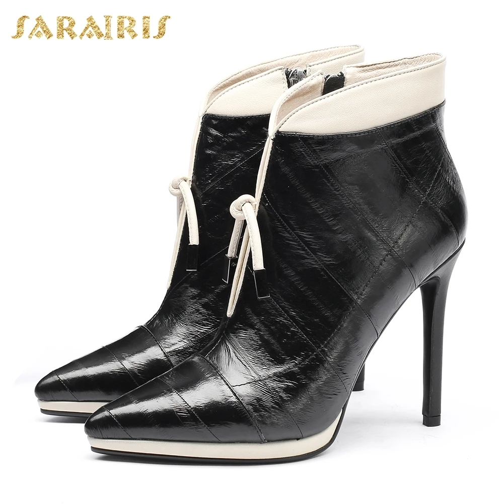 SARAIRIS 2018 Top Quality Zip Up Ankle Boots Thin Heels Pointed Toe Party Wedding Woman Boots Shoes Women Size 34-39
SARAIRIS 2018 Top Quality Zip Up Ankle Boots Thin Heels Pointed Toe Party Wedding Woman Boots Shoes Women Size 34-39