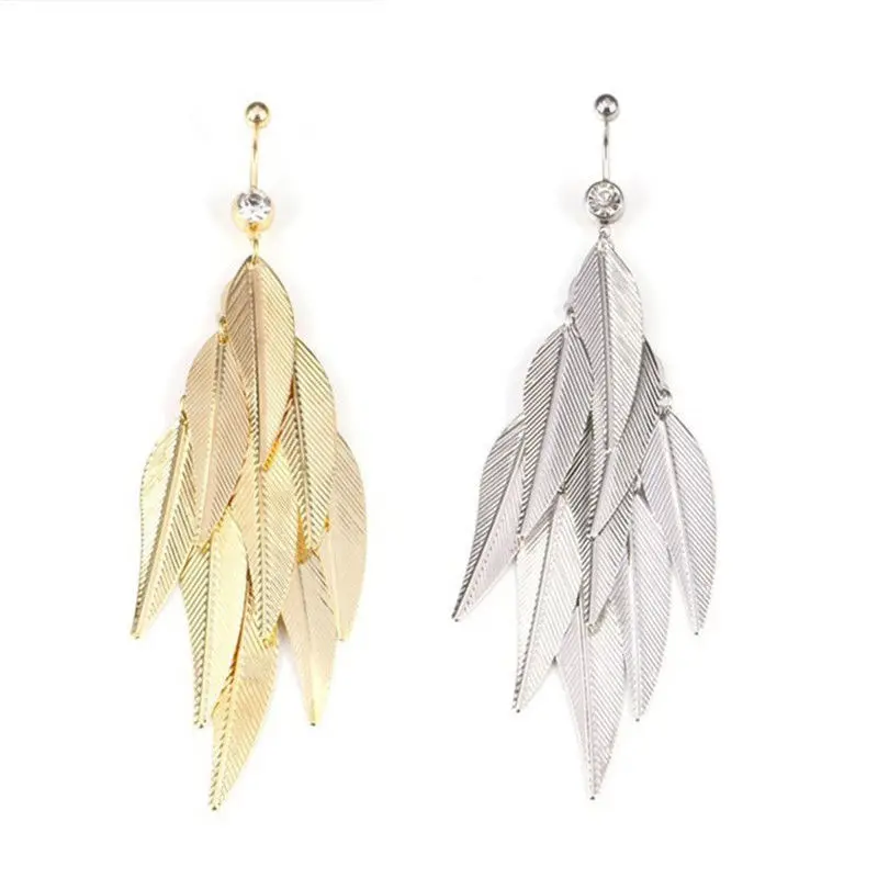 Fashion Long Tassel Leaves Belly Button Ring Body Surgical Piercing Navel Ring Sexy Body Jewelry for women Silver gold colors
Fashion Long Tassel Leaves Belly Button Ring Body Surgical Piercing Navel Ring Sexy Body Jewelry for women Silver gold colors