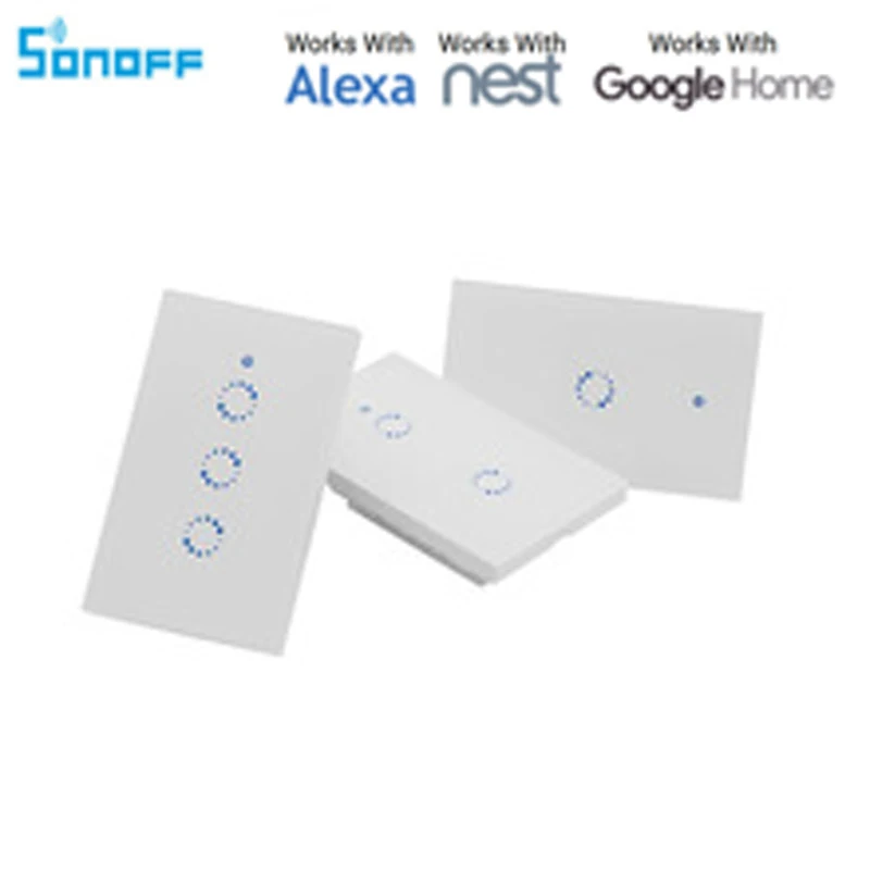 Sonoff T1 US UK EU Smart Home With Google Home Alexa WiFi RF / APP / Touch Control Wall Light Switch 1 /2 /3 Gang Light Switch
Sonoff T1 US UK EU Smart Home With Google Home Alexa WiFi RF / APP / Touch Control Wall Light Switch 1 /2 /3 Gang Light Switch