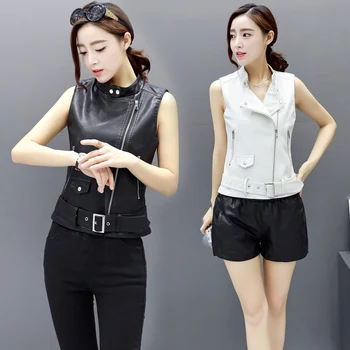 2017 Spring Autumn Women Faux Soft Leather Vest Jacket Sleeveless Whiter Black Coat Zipper Design Motorcycle PU Jacket YP0332
2017 Spring Autumn Women Faux Soft Leather Vest Jacket Sleeveless Whiter Black Coat Zipper Design Motorcycle PU Jacket YP0332