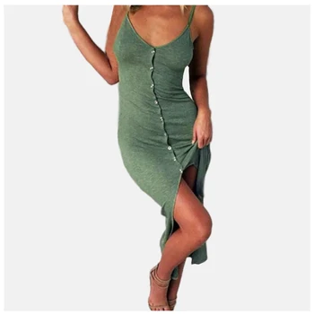 Front Slit Dress Robe Femme Ete 2019 Clubwear Sexy Women Front Button Dress Suspender Sukienka Dresses Elegant Long Prom Kleider
Front Slit Dress Robe Femme Ete 2019 Clubwear Sexy Women Front Button Dress Suspender Sukienka Dresses Elegant Long Prom Kleider
