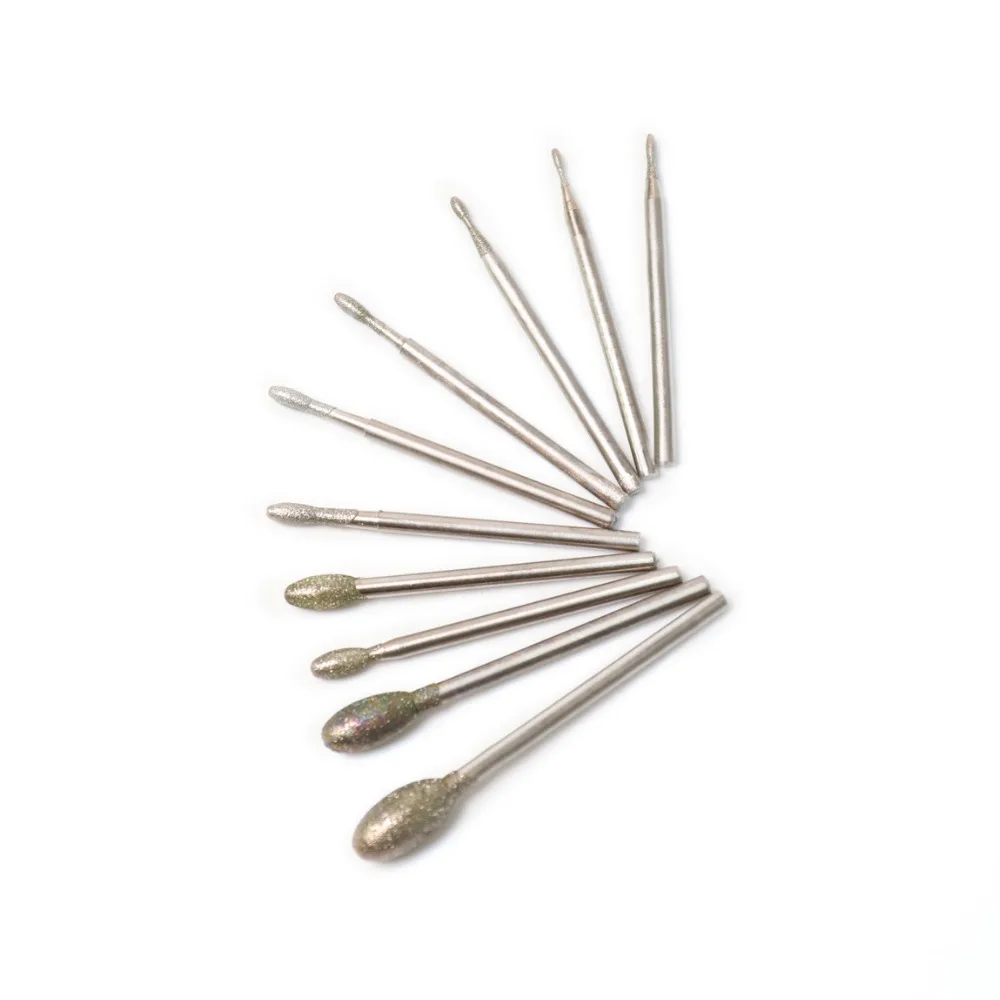 10Pcs/Set Diamond Grinding Head 2.35mm Shank Polishing Head Jade Metal Ceramic Glass Carving Burrs Drill Bit For Dremel Parts
10Pcs/Set Diamond Grinding Head 2.35mm Shank Polishing Head Jade Metal Ceramic Glass Carving Burrs Drill Bit For Dremel Parts