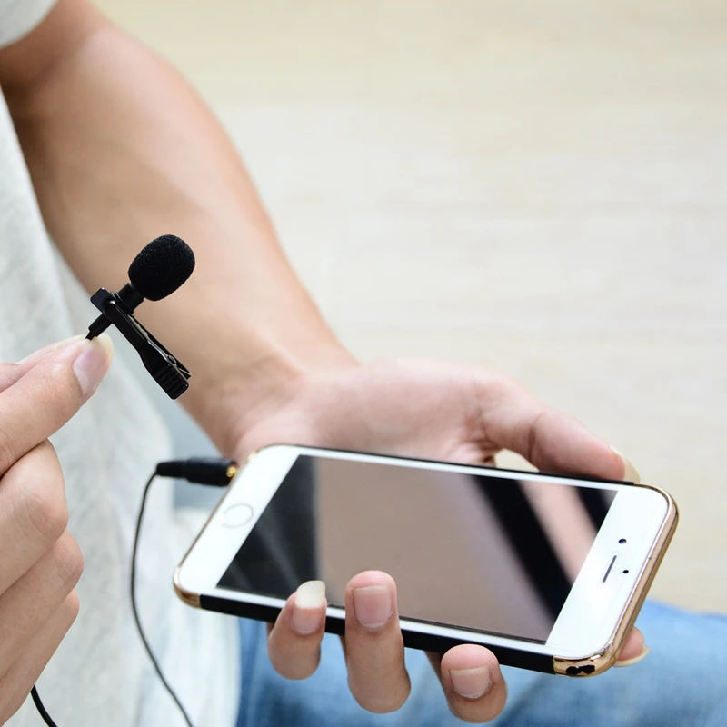 HANGRUI Clip-on Lavalier Microphone Mini Wired Condenser Microphone Voice recorder Studio Lapel microfone For Smartphone Laptop (1)