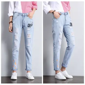 Spring Pants 2019 New Original Ripped Floral Print Jeans women Fashion Ankle-Length Pants High Waist Jeans Women Student
Spring Pants 2019 New Original Ripped Floral Print Jeans women Fashion Ankle-Length Pants High Waist Jeans Women Student