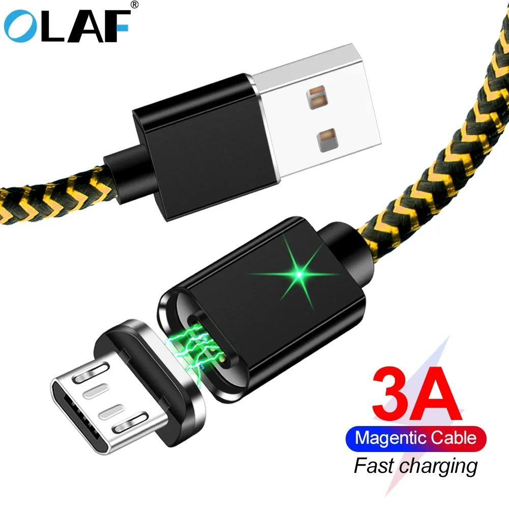 

OLAF 3A Magnetic Cable For iPhone X 8 7 Micro USB Type C Cable Fast Charging Data Cable For Samsung Xiaomi Huawei Magnet Charger