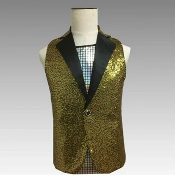 European and American style nightclub men's costumes male singer personality fashion men's vest dj rock sequins bar slim vest
European and American style nightclub men's costumes male singer personality fashion men's vest dj rock sequins bar slim vest