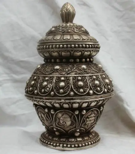 shitou 0041 Chinese Folk Culture HandMade Silver Bronze statue Pearl Fish incense burner discount 30% (C0324)