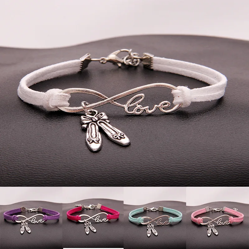 Hot Fashion Antique Silver Dance Shoes Charms Pendant Infinity Love Multicolor Leather Bracelets Gifts For Women Dance Jewelry
Hot Fashion Antique Silver Dance Shoes Charms Pendant Infinity Love Multicolor Leather Bracelets Gifts For Women Dance Jewelry