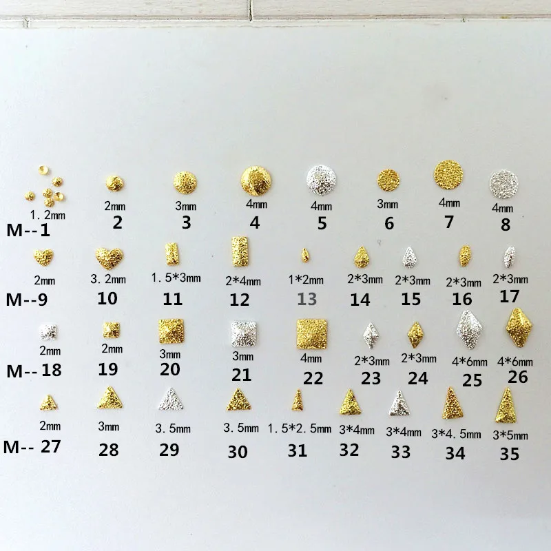 100Pcs/Pack 22-35 Mini Thin Gold Silver Square Triangle Rhombus Scrub Rivets Studs Metal Alloy Nail Art Decorations Nail Charms
100Pcs/Pack 22-35 Mini Thin Gold Silver Square Triangle Rhombus Scrub Rivets Studs Metal Alloy Nail Art Decorations Nail Charms