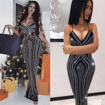 New Fashion Hot Selling Chic Spaghetti Strap Women Long Dress With Beading Design Sparkly Sexy Party Outfit Clothing Wholesale
New Fashion Hot Selling Chic Spaghetti Strap Women Long Dress With Beading Design Sparkly Sexy Party Outfit Clothing Wholesale