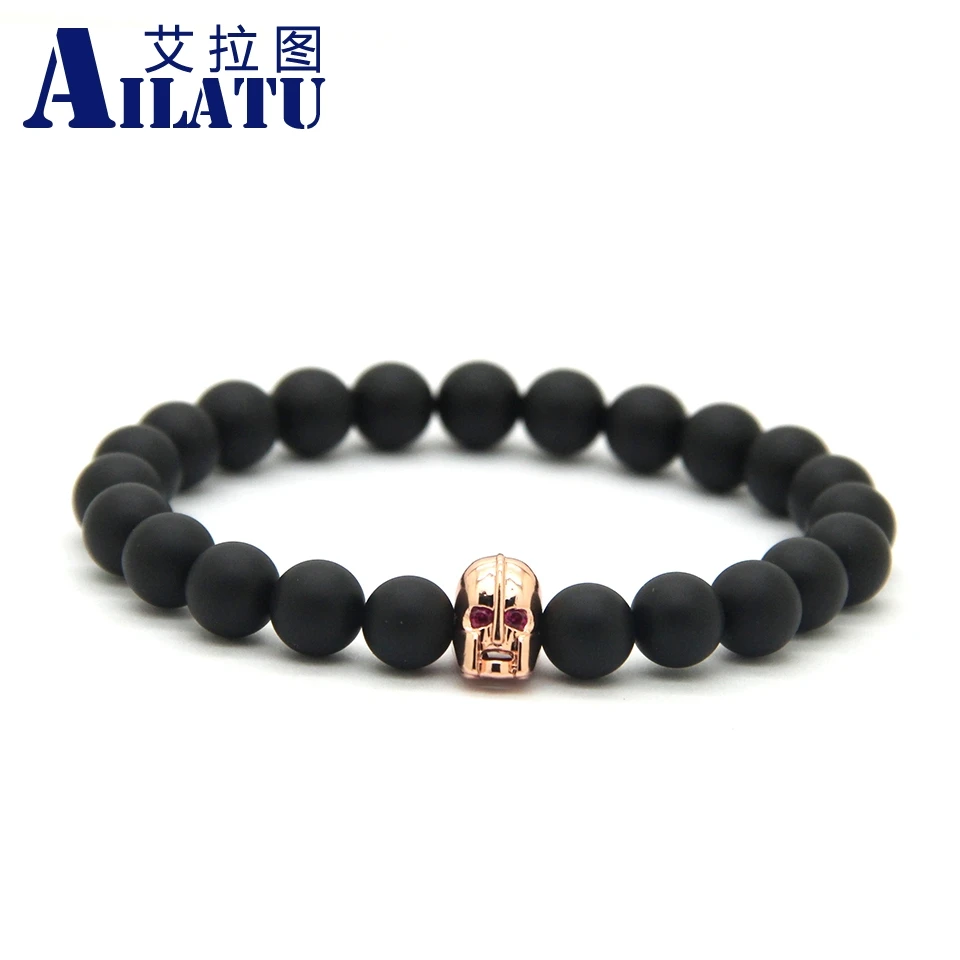 Ailatu 8mm Matte Onyx Stone Beads with Micro Inlay Zircom Spartan Helmet Bracelet for Powerful Man
Ailatu 8mm Matte Onyx Stone Beads with Micro Inlay Zircom Spartan Helmet Bracelet for Powerful Man