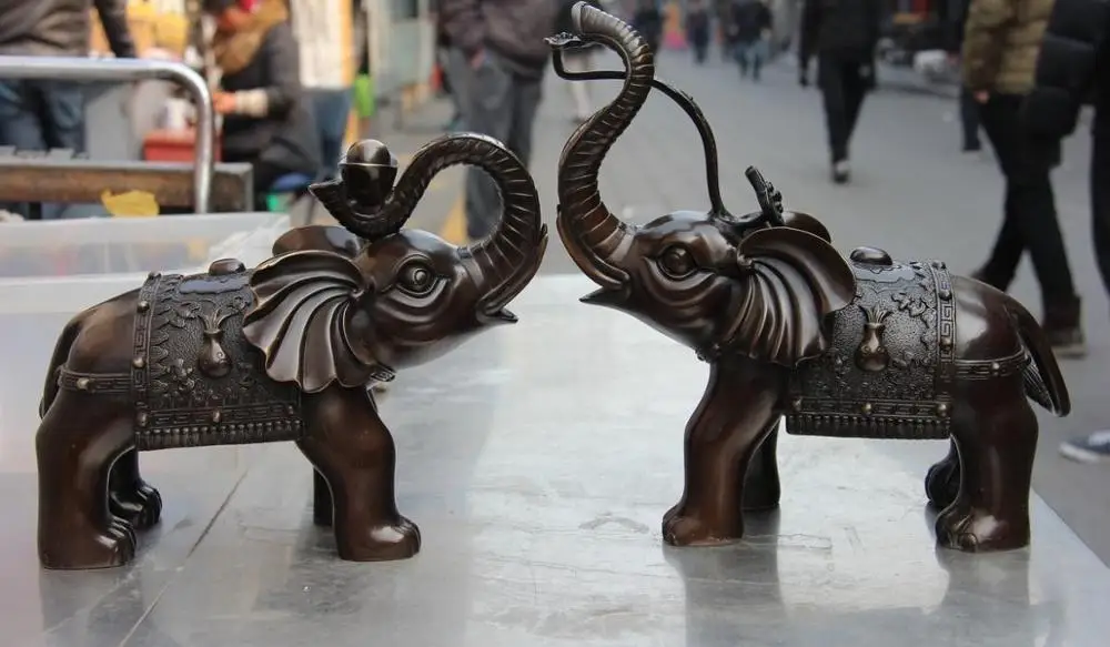China bronze Copper Feng Shui Lucky Auspicious Safety Peace Elephant Statue Pair
China bronze Copper Feng Shui Lucky Auspicious Safety Peace Elephant Statue Pair