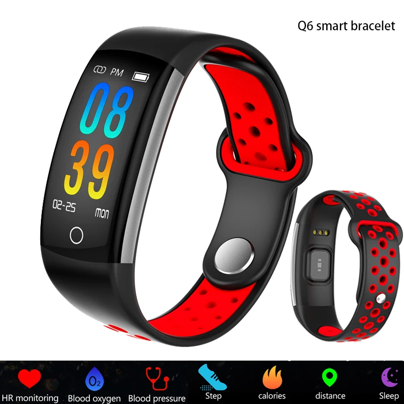 Q6 Smart Watch Bracelet Bluetooth 5.0 Waterproof Heart Rate Blood Pressure Monitor Pedometer Watch for Apple Xiaomi Huawei Phone
Q6 Smart Watch Bracelet Bluetooth 5.0 Waterproof Heart Rate Blood Pressure Monitor Pedometer Watch for Apple Xiaomi Huawei Phone