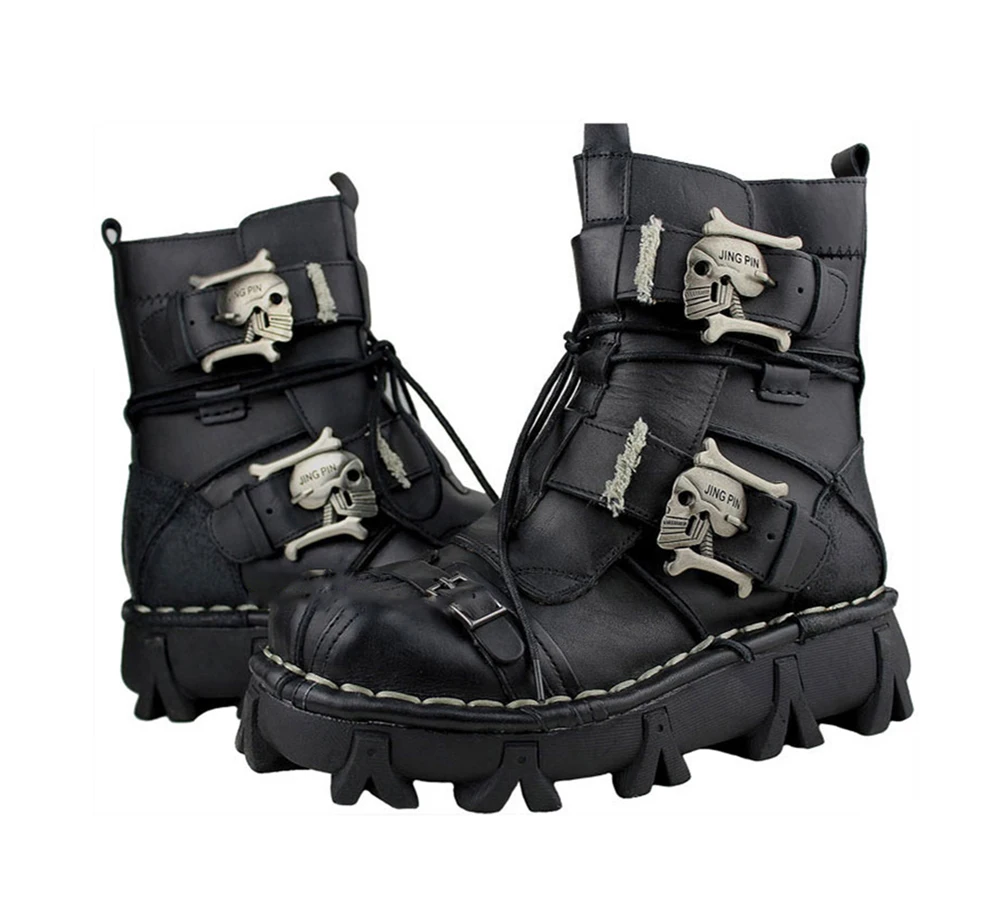 Handmade Skull Leather Boots