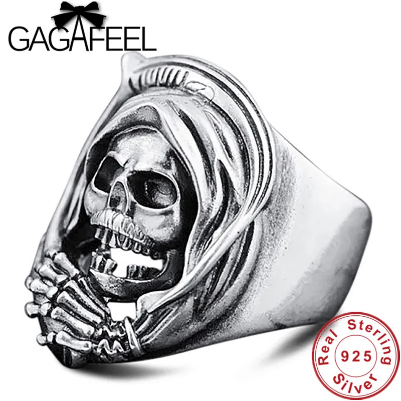 GAGAFEEL Genuine 100% 925 Sterling Silver Skull Rings Vintage Open Ring for Men Male Creative Halloween Gift
GAGAFEEL Genuine 100% 925 Sterling Silver Skull Rings Vintage Open Ring for Men Male Creative Halloween Gift