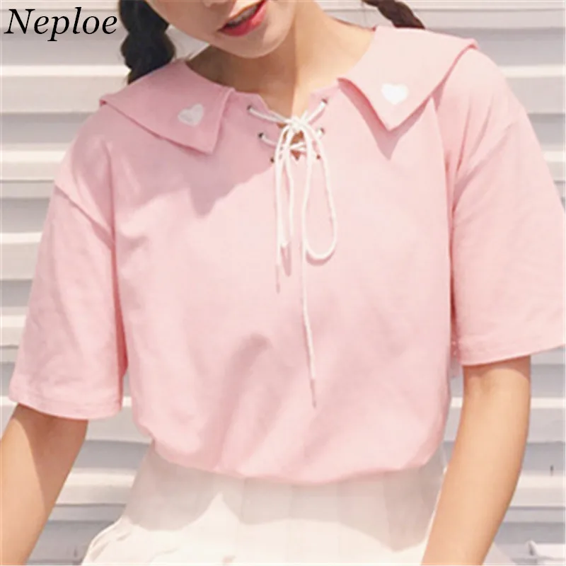 Neploe 2019 New Fashion Preppy Style T-shirt Summer Love Korean Embroidery Short Sleeve T Shirts Sweet Lacing Tops 67195
Neploe 2019 New Fashion Preppy Style T-shirt Summer Love Korean Embroidery Short Sleeve T Shirts Sweet Lacing Tops 67195