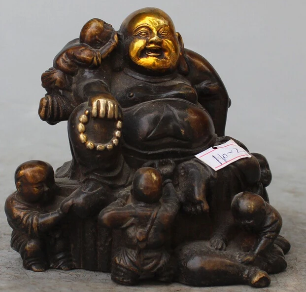 6"China Bronze Gilt Silver Seat Happy Laugh Maitreya Buddha Five Boy lad Statue R0707 (B0328)
6"China Bronze Gilt Silver Seat Happy Laugh Maitreya Buddha Five Boy lad Statue R0707 (B0328)