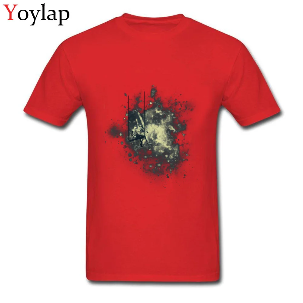 100% Cotton T Shirts for Men Short Sleeve Printed On Tops Shirts Retro Summer Autumn Summer Space Painters Round Collar Tee Shirt red