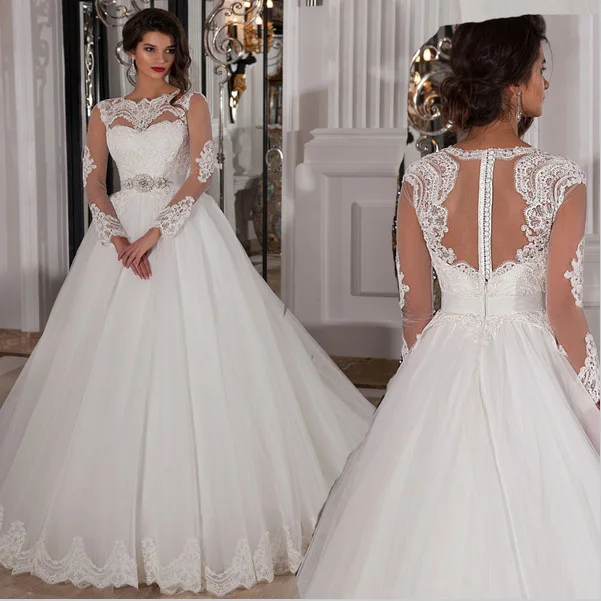 Vestido De Noiva Casamento See Through Back Long Sleeve Lace Wedding Dress Robe De Mariage 2015 A Line Plus Size Wedding Dresses
Vestido De Noiva Casamento See Through Back Long Sleeve Lace Wedding Dress Robe De Mariage 2015 A Line Plus Size Wedding Dresses
