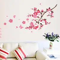 Beautiful Creative Art Peach Blossom Flower Butterfly Wall Stickers Vinyl Art Decals Decor Mural Home decoration#5 image