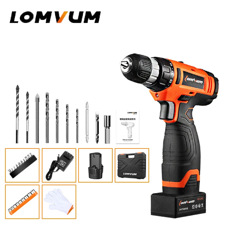 LOMVUM NEW 24V Impact Cordless Electric Drill Double Speed Handheld Screwdriver Impact Function Electric Tool lithium battery
LOMVUM NEW 24V Impact Cordless Electric Drill Double Speed Handheld Screwdriver Impact Function Electric Tool lithium battery