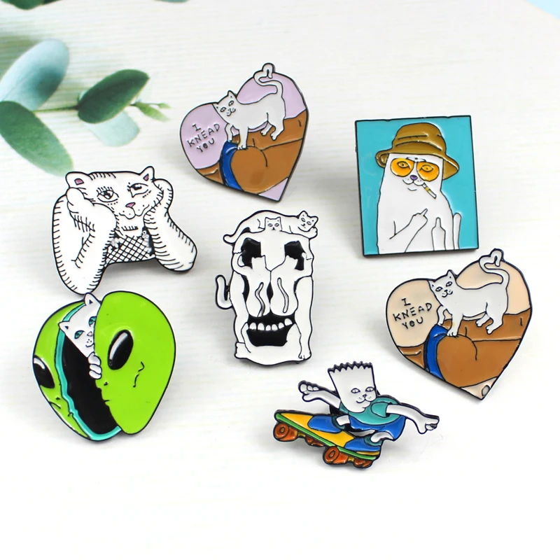 Funny Cat Collection Enamel Pin Brooch Cat Alien Cool Skate Midder Finger Cat Heart Denim Backpack Animal Badge Friends Gifts
Funny Cat Collection Enamel Pin Brooch Cat Alien Cool Skate Midder Finger Cat Heart Denim Backpack Animal Badge Friends Gifts