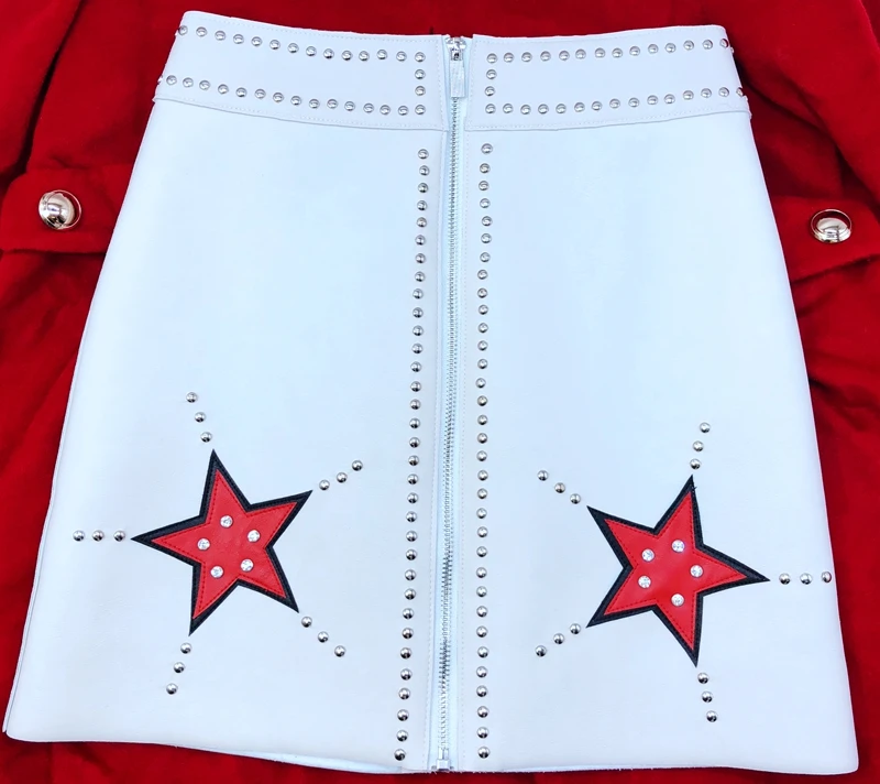 Fashion women's leather rivets skirts High quality sheepskin real leather high-waist A-line Skirts A642
Fashion women's leather rivets skirts High quality sheepskin real leather high-waist A-line Skirts A642