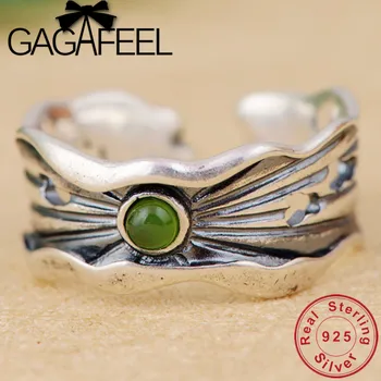 GAGAFEEL Hollow Green Stone Rings S990 Sterling Silver Ring for Women Female Vintage Jewelries
GAGAFEEL Hollow Green Stone Rings S990 Sterling Silver Ring for Women Female Vintage Jewelries