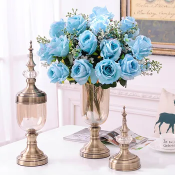Home Furnishing jewelry showroom decoration glass vase floral ornaments American floral decoration set simulation
Home Furnishing jewelry showroom decoration glass vase floral ornaments American floral decoration set simulation