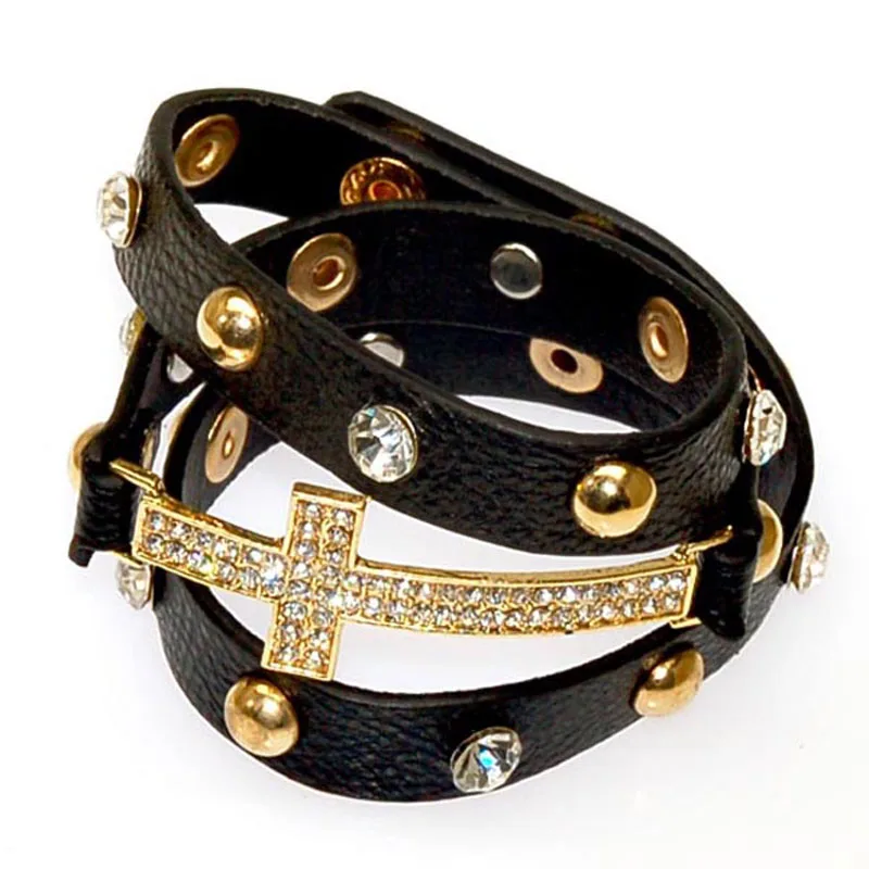 Miasol Double Wrap Leather Bracelet With Micro Pave CZ Disco Cross Charm Multiple Wrap Crystal Charm Bracelet For Women Gift
Miasol Double Wrap Leather Bracelet With Micro Pave CZ Disco Cross Charm Multiple Wrap Crystal Charm Bracelet For Women Gift