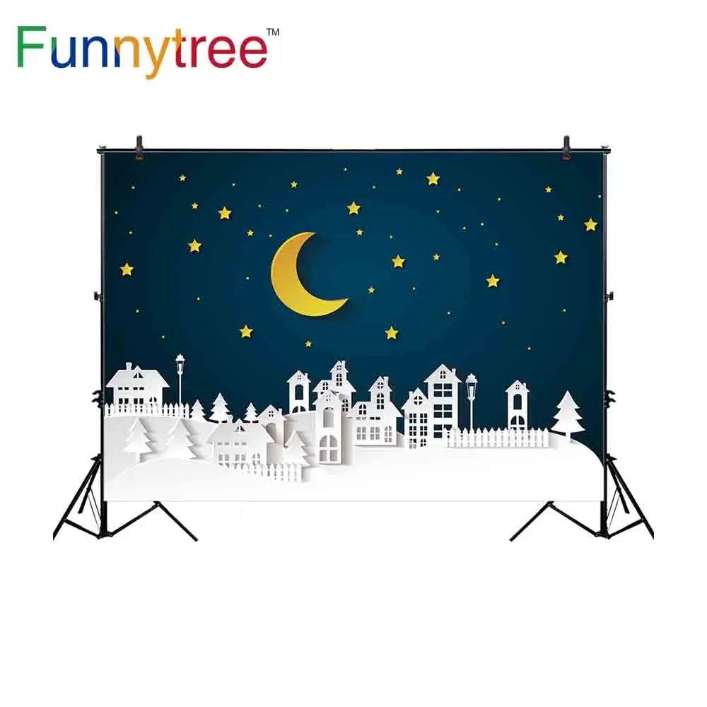 Funnytree фон для фотостудии звездное ночное небо Луна город Сказочный детский