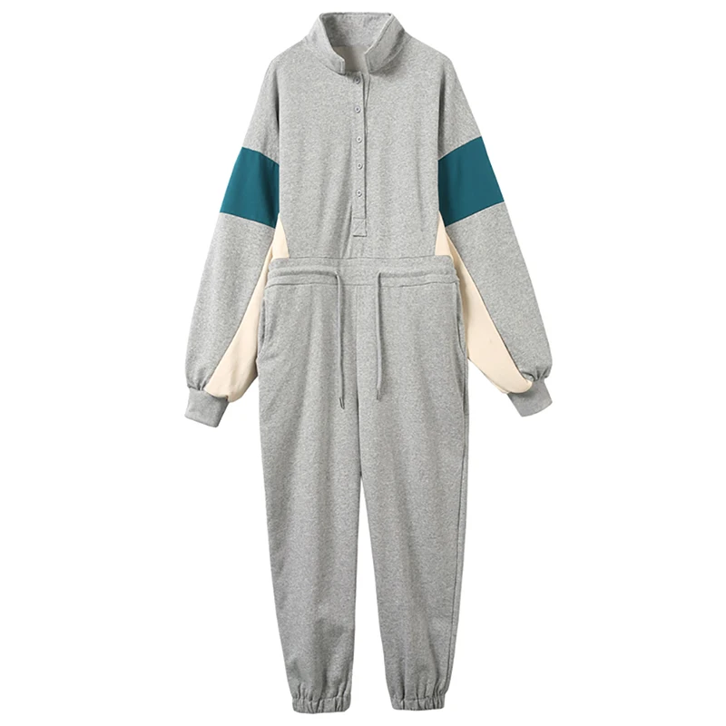PERHAPS U gray black motion casual jumpsuit full length long sleeve button pocket Drawstring lace-up J0069
PERHAPS U gray black motion casual jumpsuit full length long sleeve button pocket Drawstring lace-up J0069