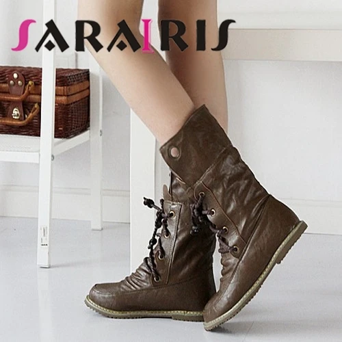 SARAIRIS Big size 34-43 Fashion Women Snow Boots Vintage Lace Up Flat Heels Autumn Shoes Add Fur Winter Platform Shoes Woman
SARAIRIS Big size 34-43 Fashion Women Snow Boots Vintage Lace Up Flat Heels Autumn Shoes Add Fur Winter Platform Shoes Woman