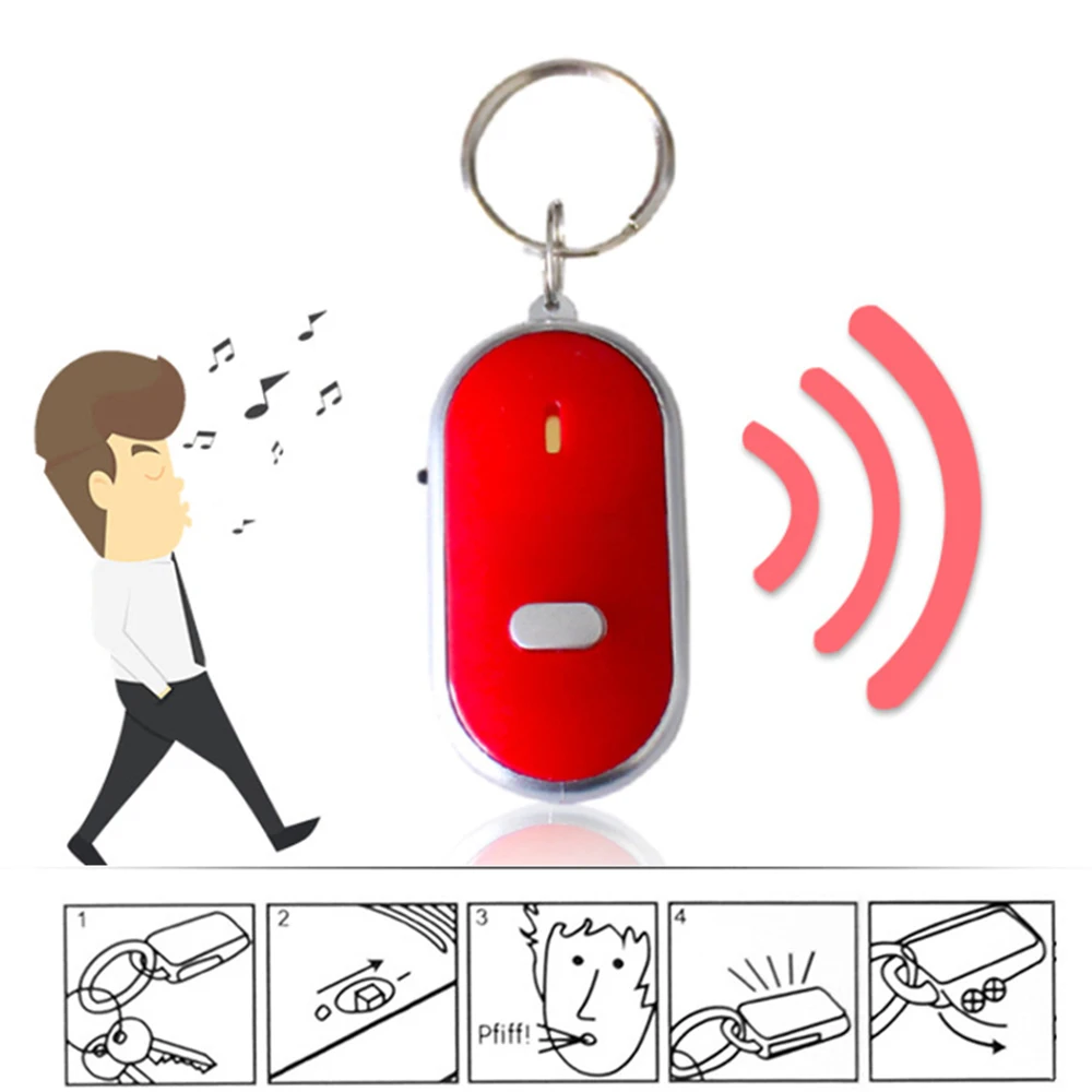 

LED Anti-lost Key Finder Find Locator Keychain Whistle Beep Sound Car Keyrings