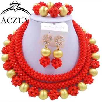 Crystal Bridal Jewelry Set Red Opaque African Nigerian Wedding Beads AN008
Crystal Bridal Jewelry Set Red Opaque African Nigerian Wedding Beads AN008