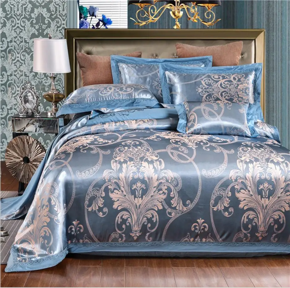 4pcs Jacquard Bedding set Luxury Silk Cotton Satin Duvet Cover Flat Sheet Linen Pillowcase King Queen Size Embroidered Bed Set
4pcs Jacquard Bedding set Luxury Silk Cotton Satin Duvet Cover Flat Sheet Linen Pillowcase King Queen Size Embroidered Bed Set