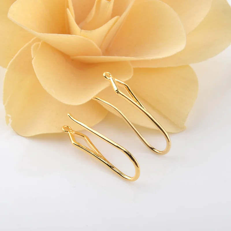 

12PCS Height 25MM 24K Gold Color Plated Brass Rhombus Pattern Earring Hooks Jewelry Findings Earrings Accessories