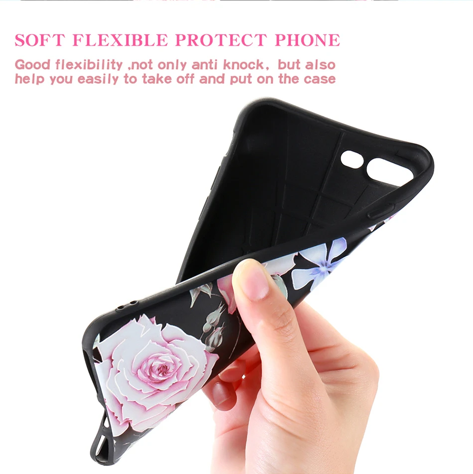 KISSCASE 3D Relief Flower Case For iPhone 8 Plus iPhone 6 Case Sexy Girly Soft Silicon Cover For iPhone 7 iPhone 5S X Case Funda 25