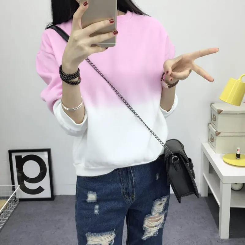Fashion Long Sleeve Sweatshirts Slim Autumn Casual O-Neck Round Neck Gradual Change Gradient Color Hooded Pullovers Tops 6Q1543
Fashion Long Sleeve Sweatshirts Slim Autumn Casual O-Neck Round Neck Gradual Change Gradient Color Hooded Pullovers Tops 6Q1543