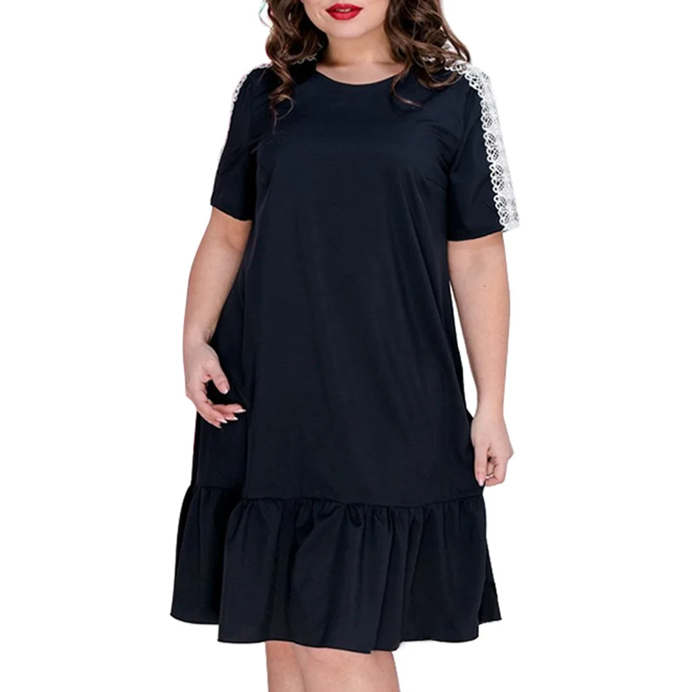 6XL Lace Stitching Short Sleeve Dresses Women Summer Tunic Elegant Loose Maxi Midi Dress Plus Size Casual Dresses Vestidos
6XL Lace Stitching Short Sleeve Dresses Women Summer Tunic Elegant Loose Maxi Midi Dress Plus Size Casual Dresses Vestidos
