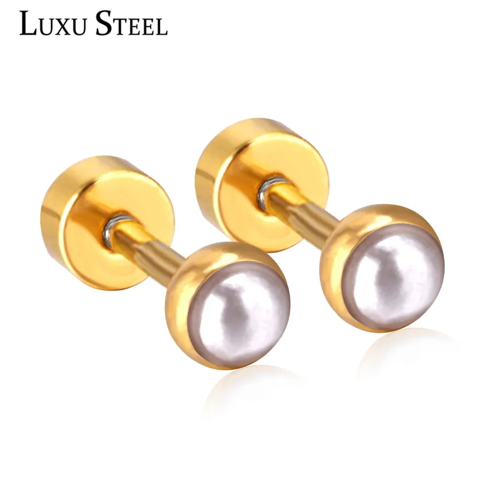 LUXUSTEEL Brincos 2019 Gold/Silver Color Size 4mm Imitation Pearl Screw Stud Earrings Stainless Steel Earring Fashion Jewelry
LUXUSTEEL Brincos 2019 Gold/Silver Color Size 4mm Imitation Pearl Screw Stud Earrings Stainless Steel Earring Fashion Jewelry