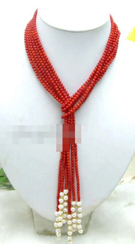 Jewelr 004848 SALE Long 45" Natural 3 Strands Red round Coral & White Pearl Necklace
Jewelr 004848 SALE Long 45" Natural 3 Strands Red round Coral & White Pearl Necklace