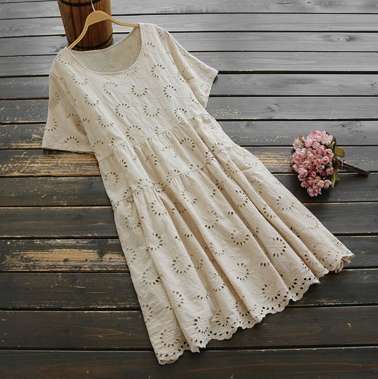 2019 Summer Cotton Women Dress Big Size Short Sleeve Solid Color Hollow Out Embroidery Mori Girl Fashion Robe YoYiKamomo
2019 Summer Cotton Women Dress Big Size Short Sleeve Solid Color Hollow Out Embroidery Mori Girl Fashion Robe YoYiKamomo
