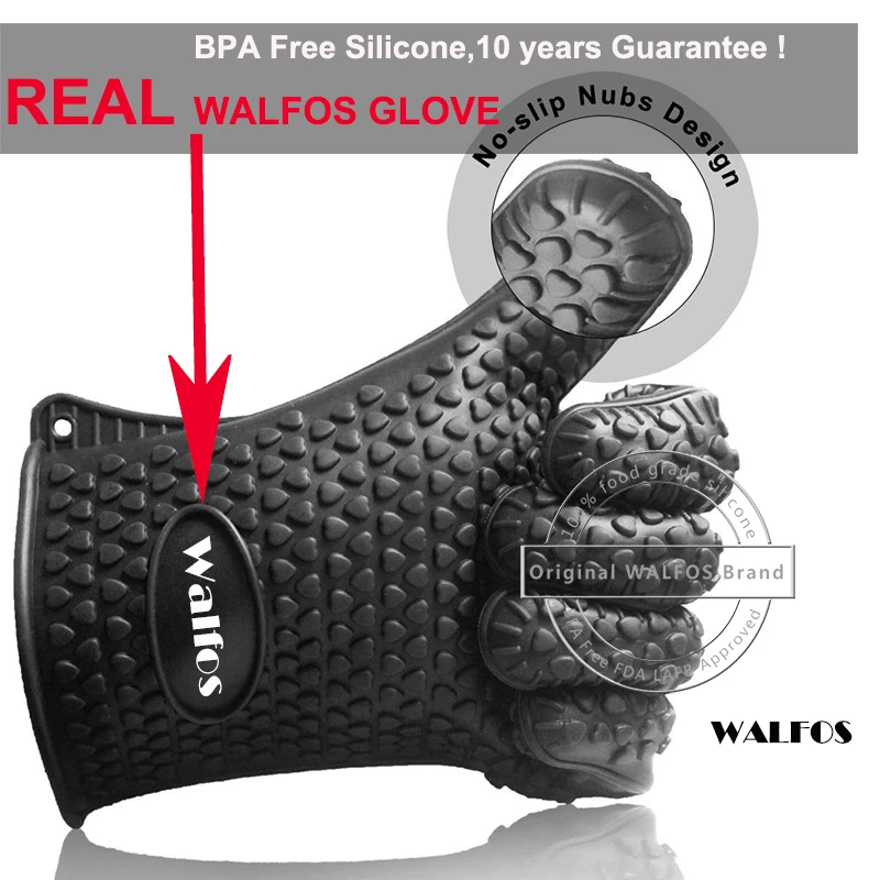 WALFOS 1 piece food grade Cooking Baking BBQ glove Heat Resistant Silicone BBQ Grill Glove barbecue grilling glove BBQ tools 17