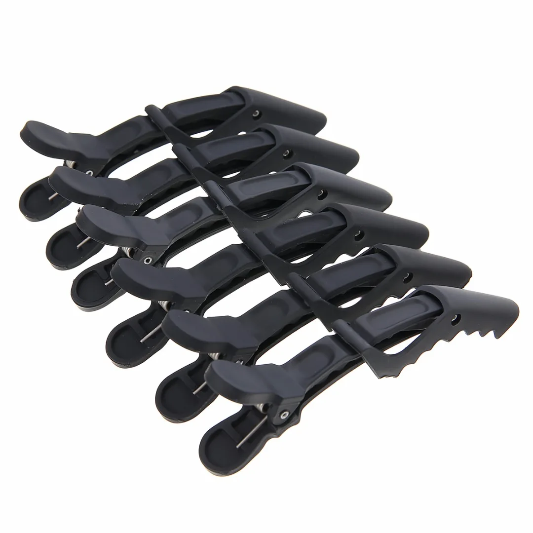 Mayitr 6pcs Black Matte Sectioning Clips High Quality Clamps Hair Grip Hairdressing Salon Hairpin Grip For Styling Tool