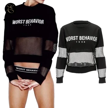 Midnight Poleron Mujer 2020 Worst Behavior Stylish Hoodies Patchwork Slut Sexy Mesh Fishnet Hoodie Crop Top Sweatshirt Women
Midnight Poleron Mujer 2020 Worst Behavior Stylish Hoodies Patchwork Slut Sexy Mesh Fishnet Hoodie Crop Top Sweatshirt Women